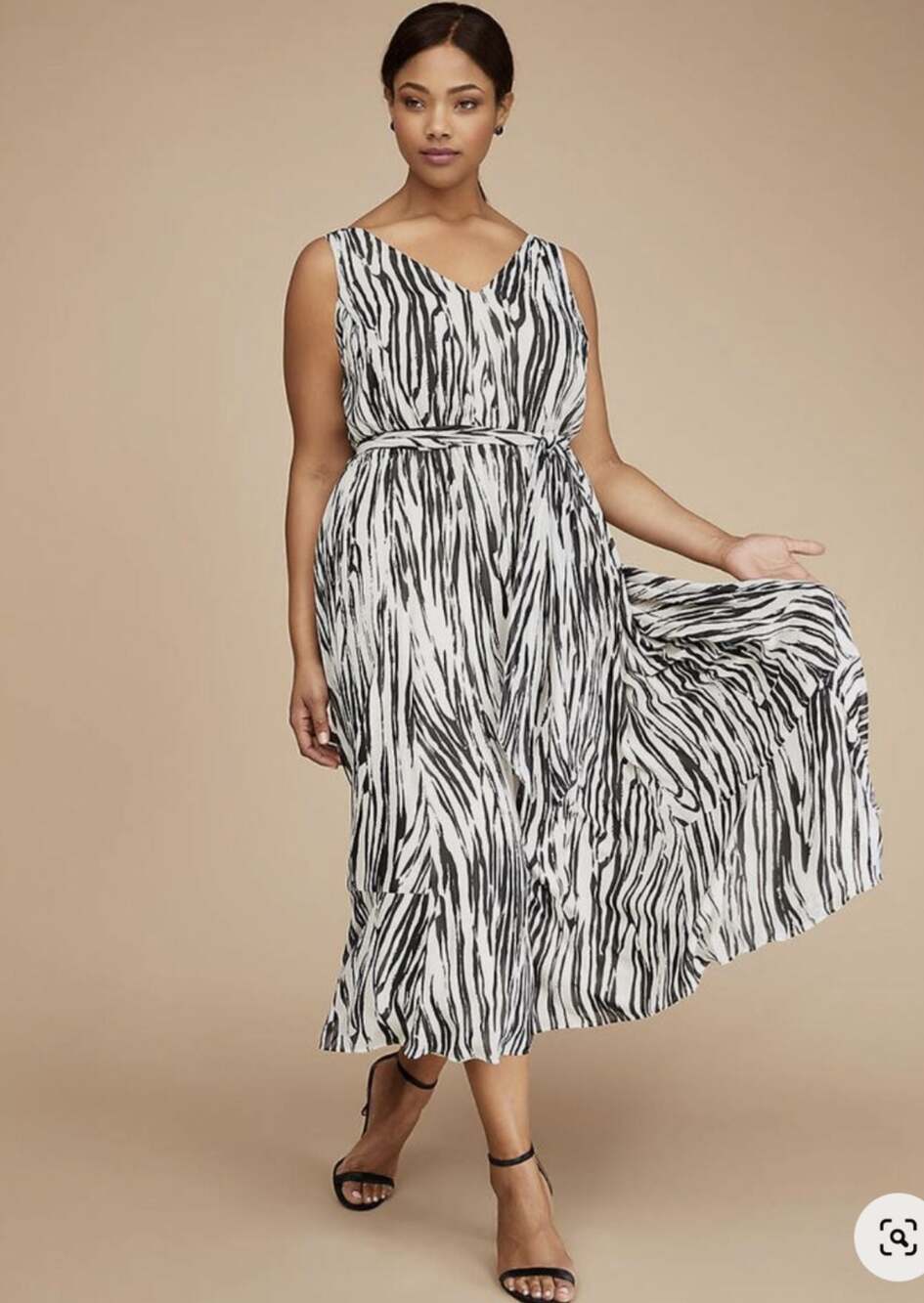 Lane Bryant Size 16 Zebra Print Sleeveless Maxi Dress with Ruffle Hem